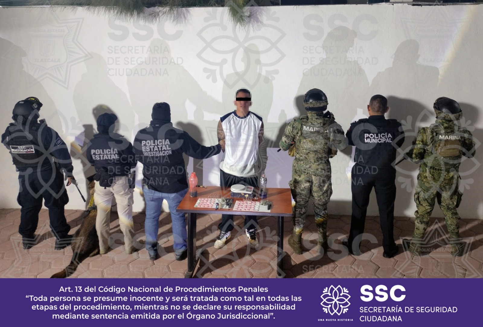 Detiene SSC a dos sujetos por narcomenudeo en Panotla y Totolac